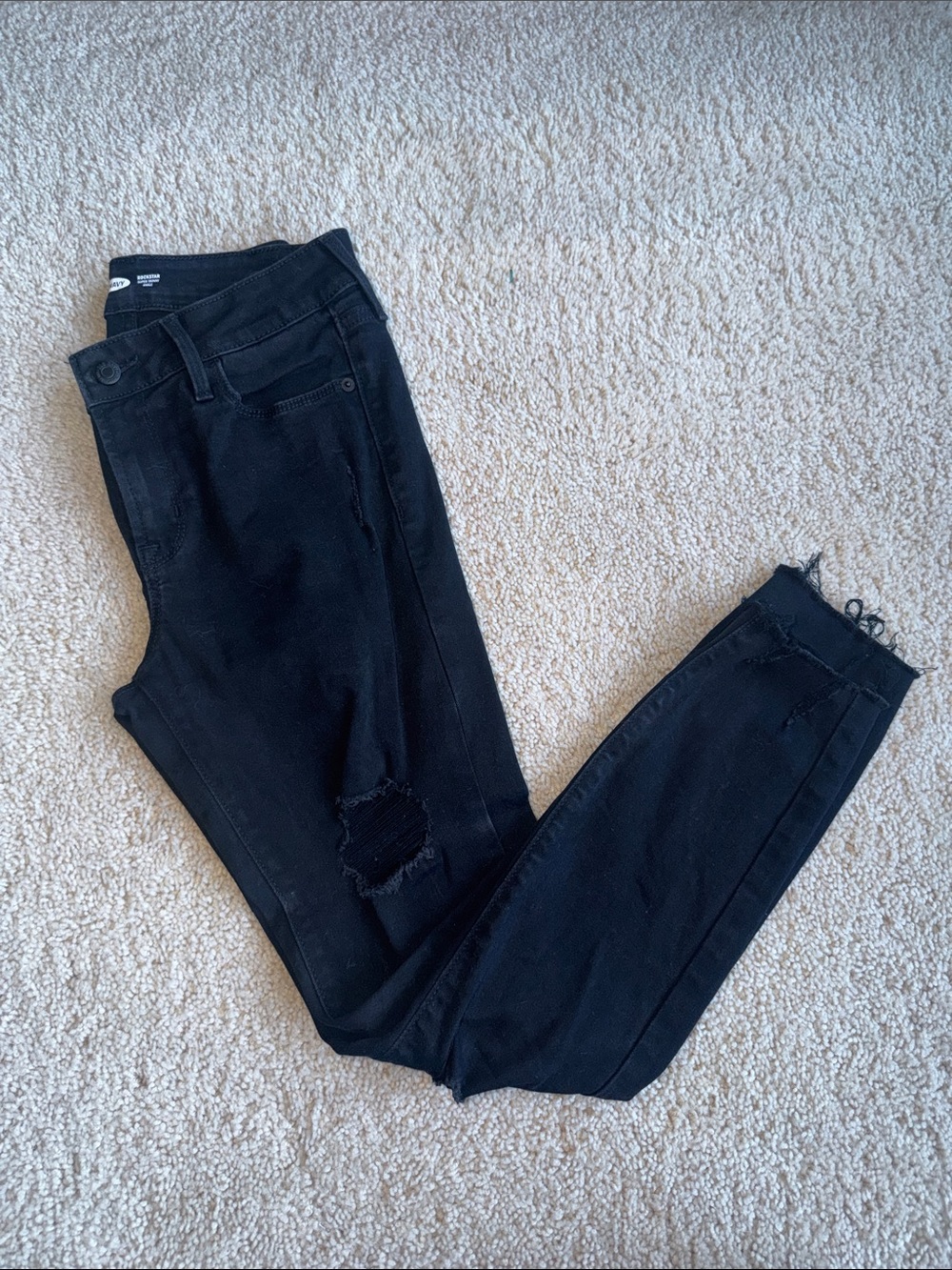 Old Navy Black Skinny Jeans with Distressed Knees